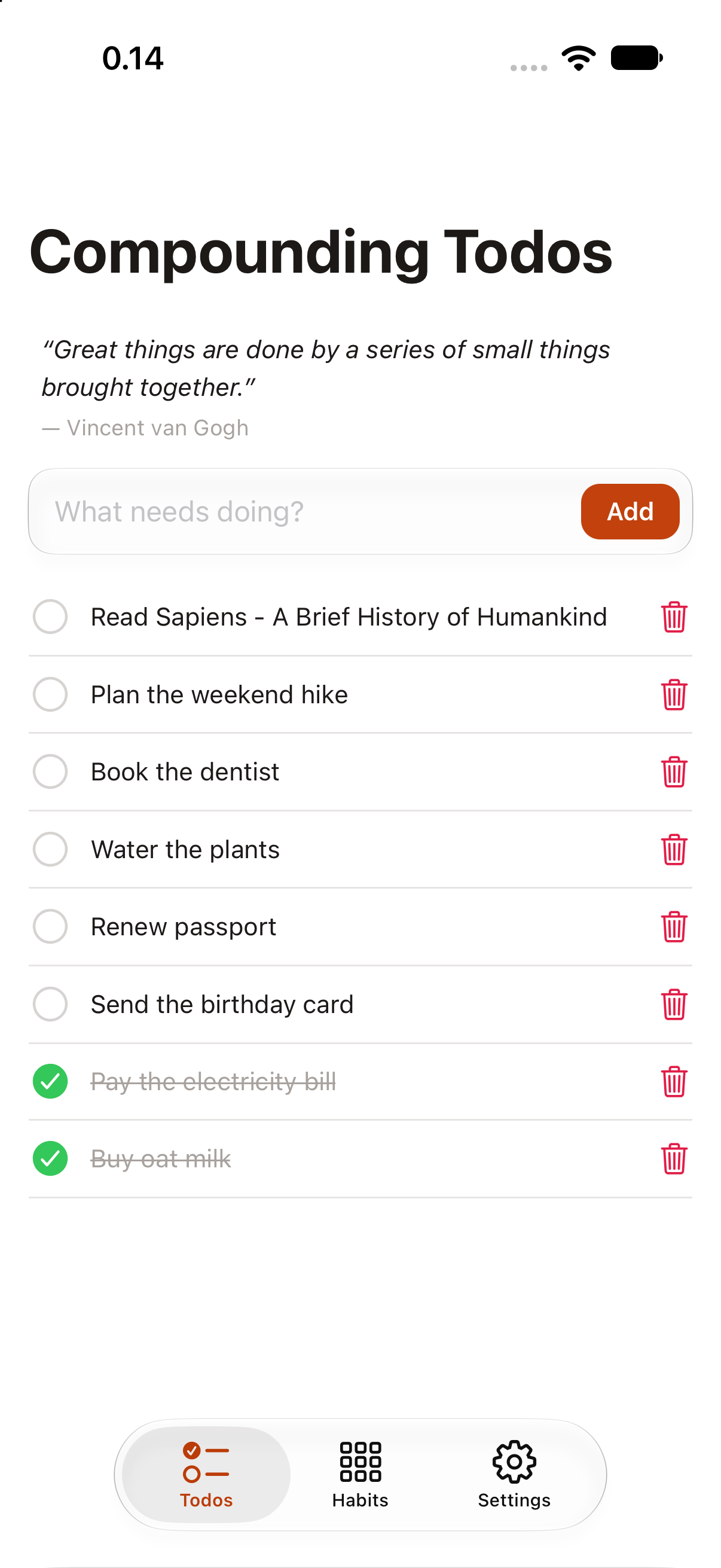 The Todos list